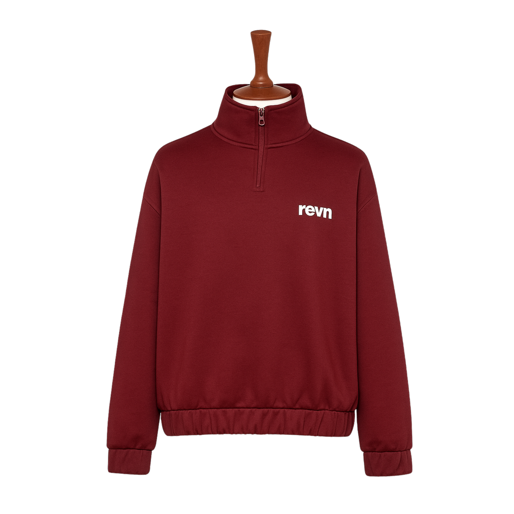 Maroon Baggy Quarter-Zip Sweatshirt