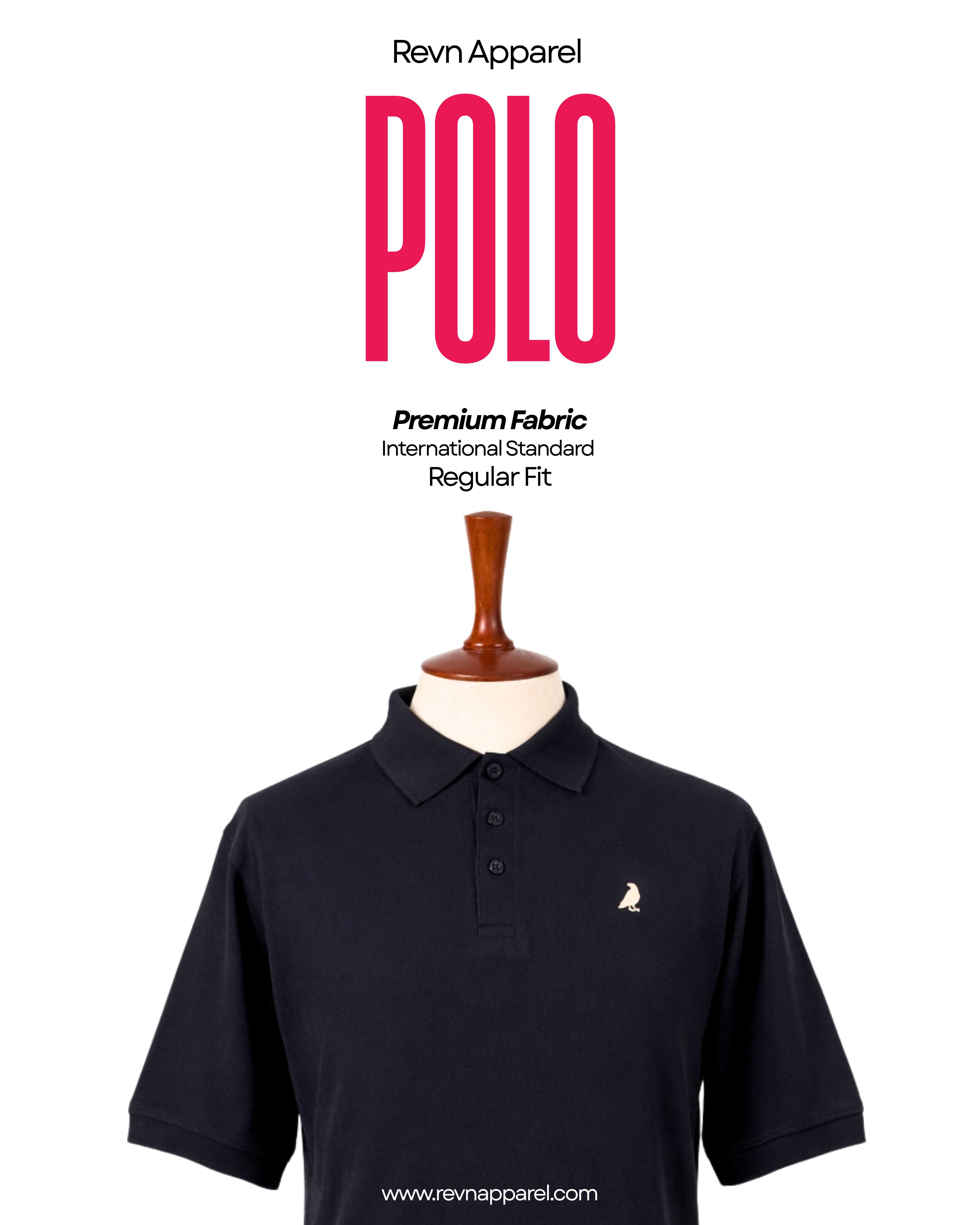 REVN Premium Black Men Polo Shirt (Regular Fit)