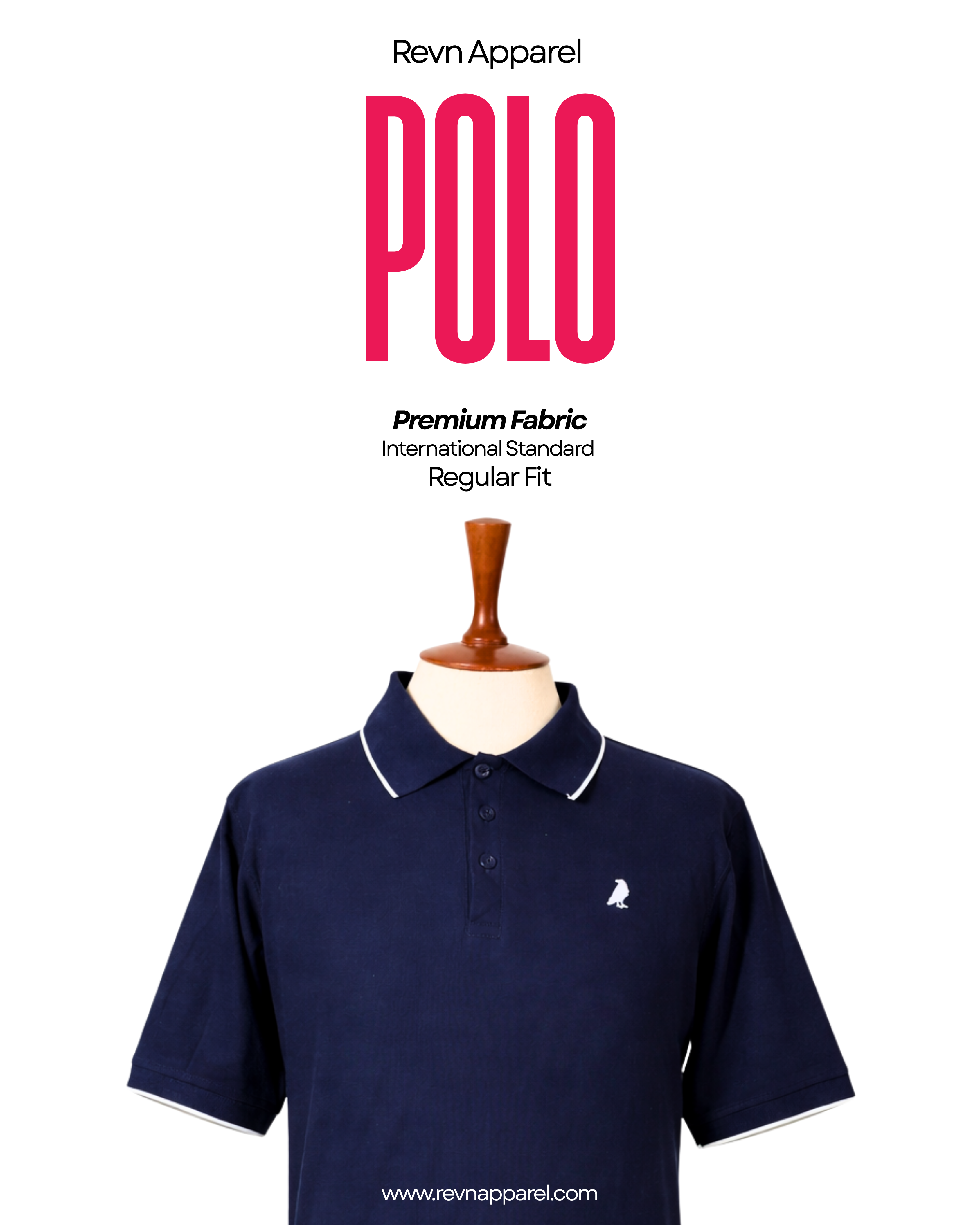 REVN Premium Navy Blue Men Polo Shirt (Regular Fit)