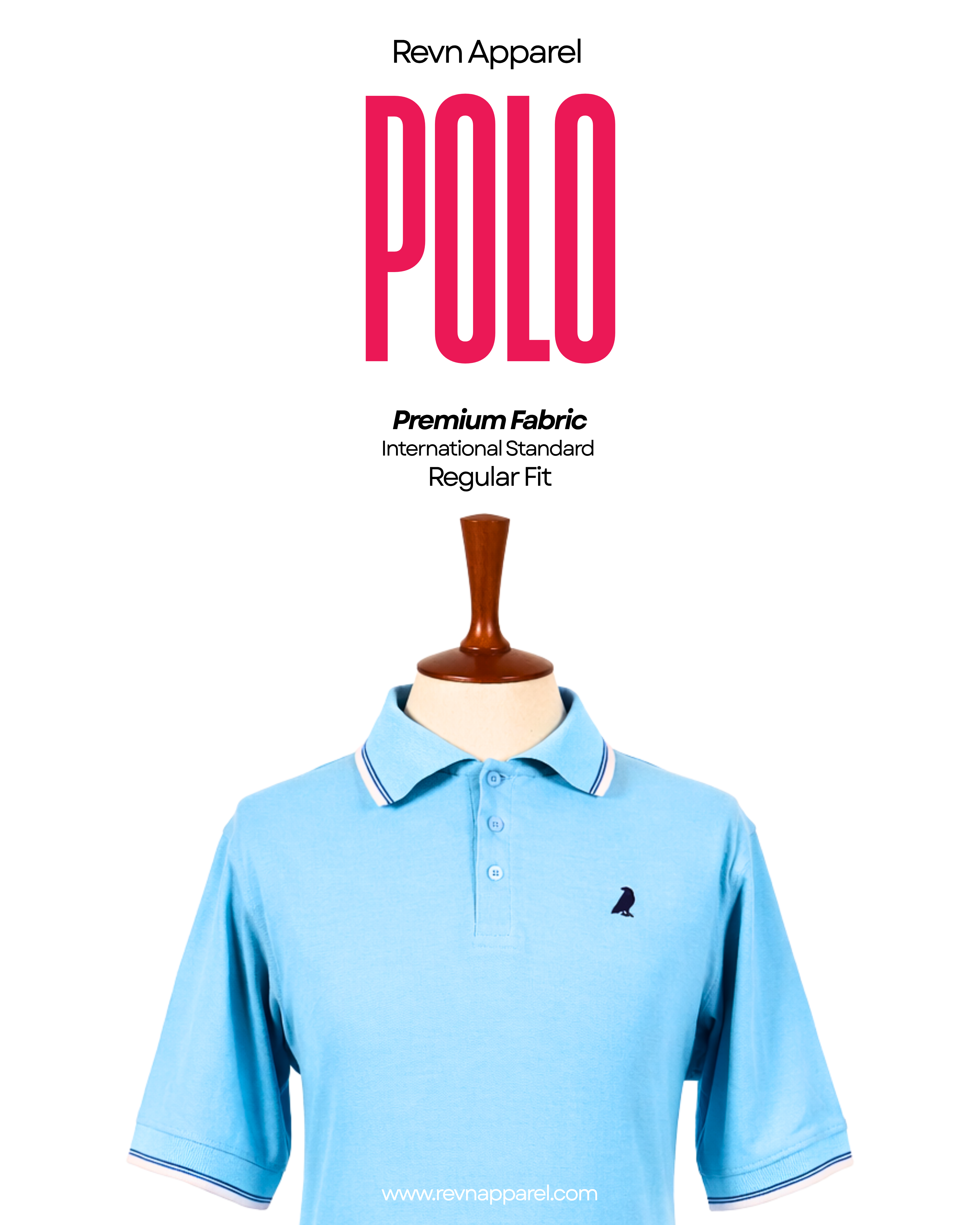 REVN Premium Sky Blue Men Polo Shirt (Regular Fit)