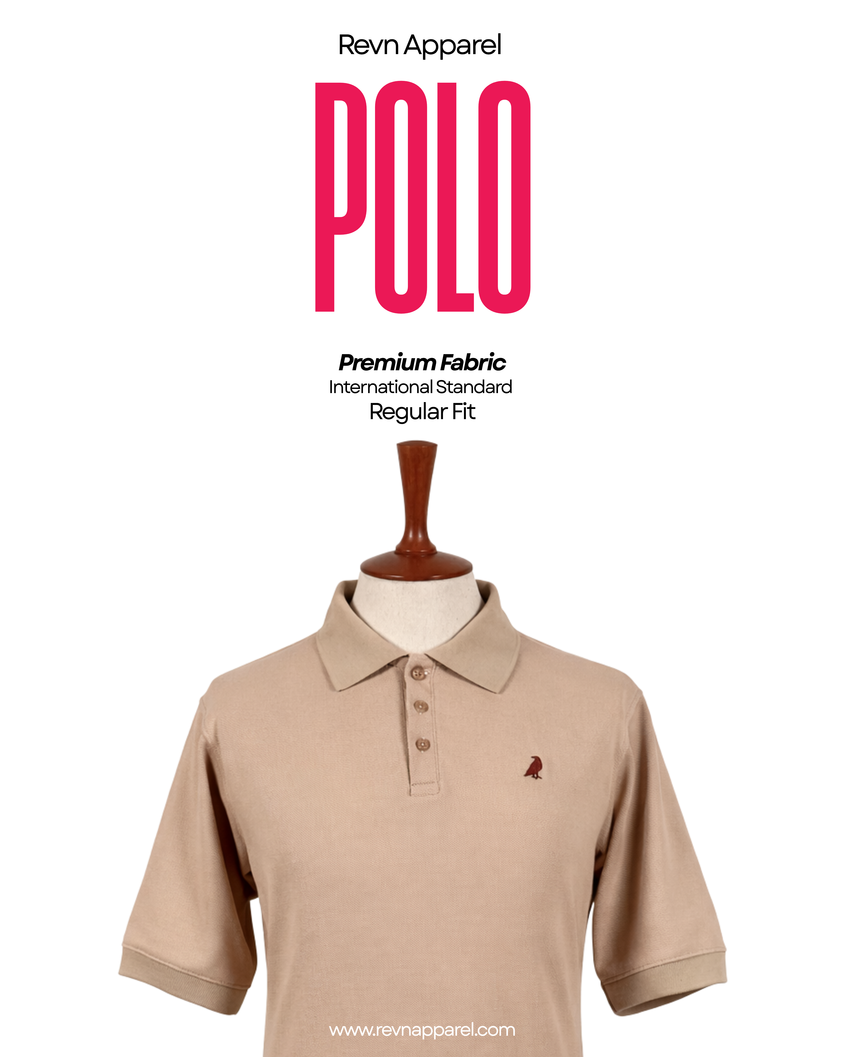 REVN Premium Beige Men Polo Shirt (Regular Fit)