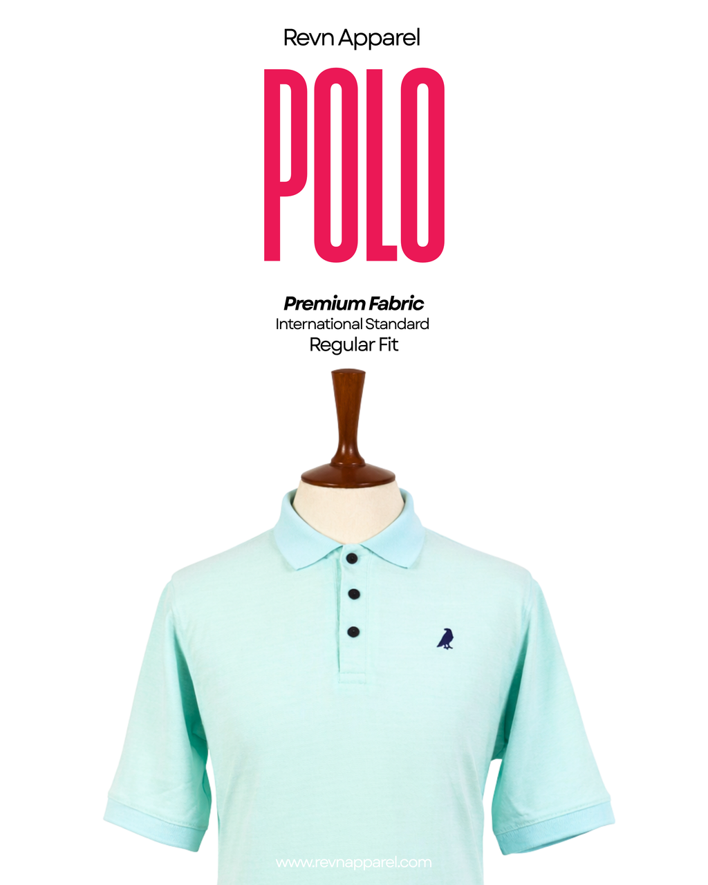 REVN Premium Sea Green Men Polo Shirt (Regular Fit)