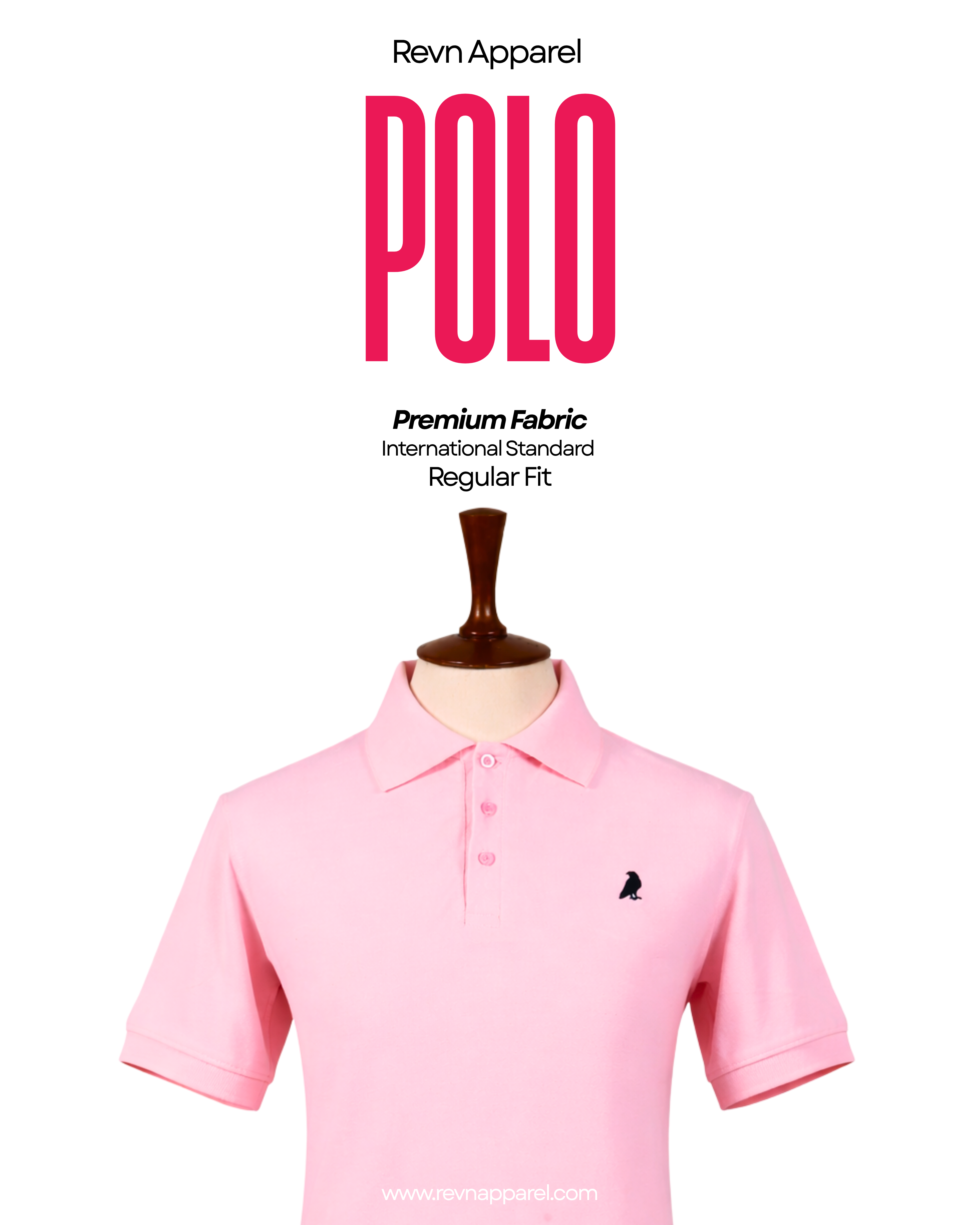 REVN Premium Tea Pink Men Polo Shirt (Regular Fit)