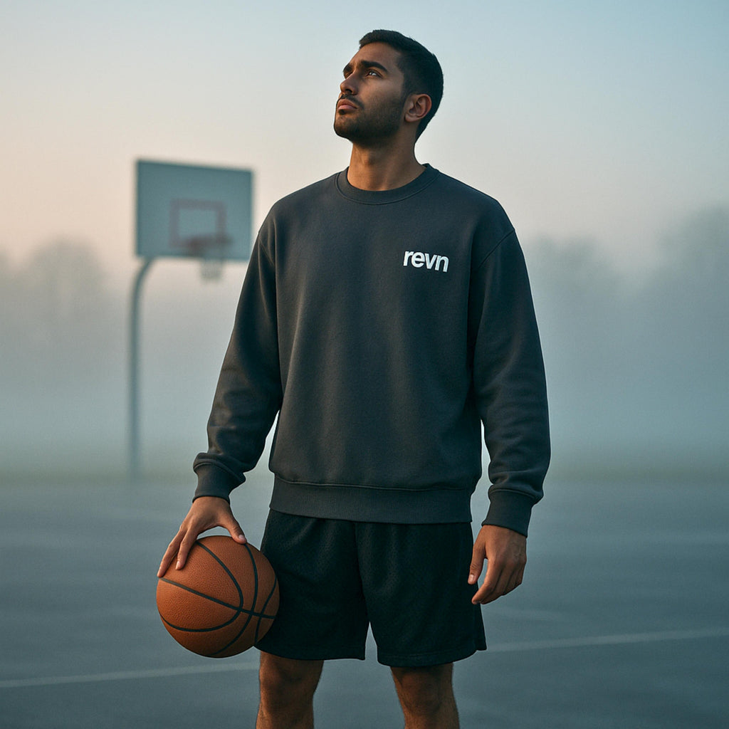 Charcoal Baggy Sweatshirt 'Mujh Se Boley Man Mera' With Urdu Graphic