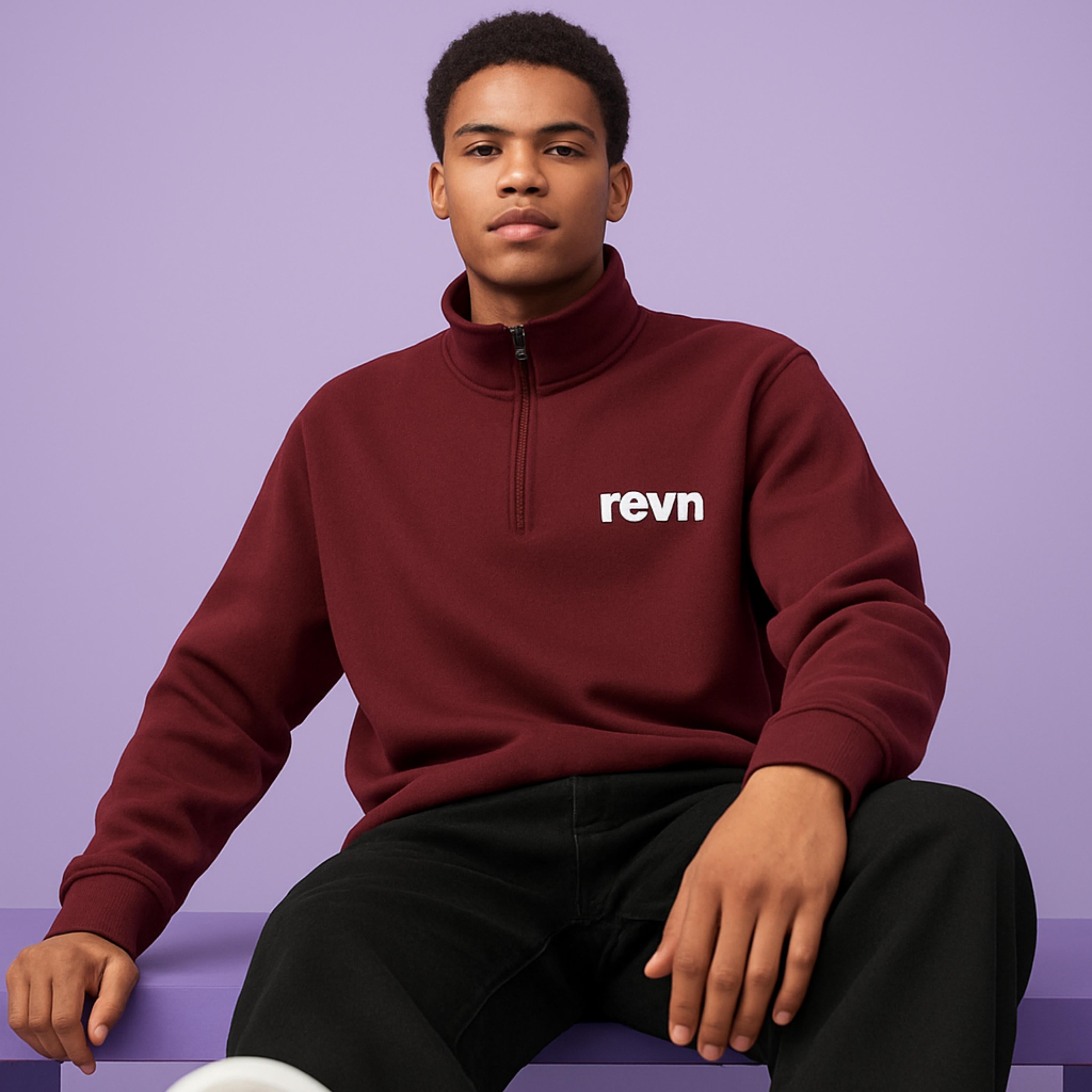 Maroon Baggy Quarter-Zip Sweatshirt