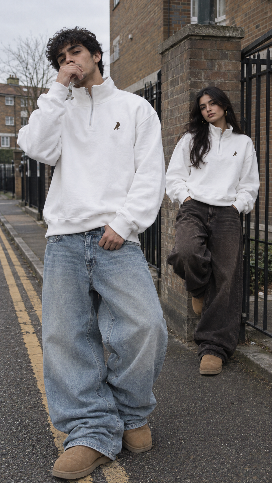 REVN Cream Quarter-Zip Panel Sweatshirt